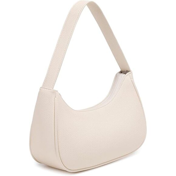 Women Lychee Pattern Beige Imported Fashion Mini Clutch Underarm Mini Tote Bag - Picture 3 of 4